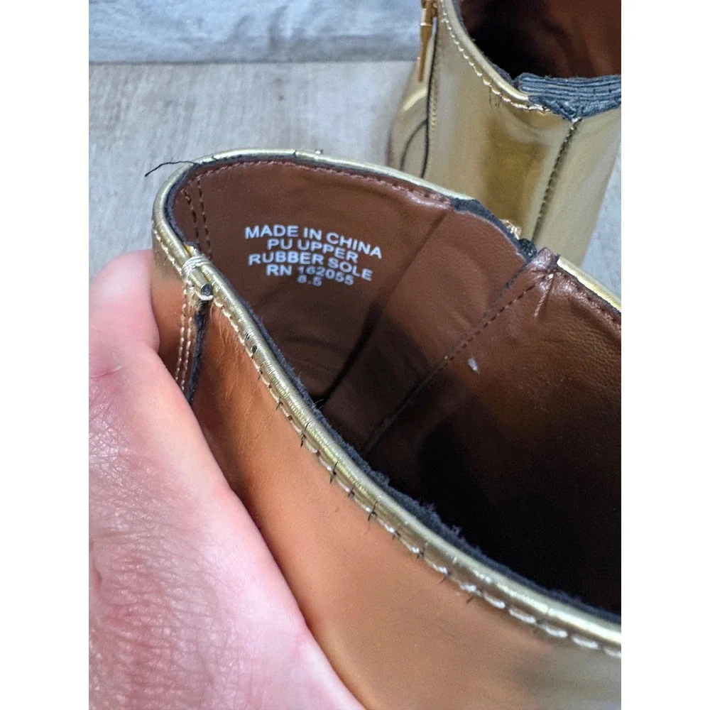 Straight To Hell Men's Vegan Richards Gold Boot 8.5 Chelsea Beatle Winklepickers